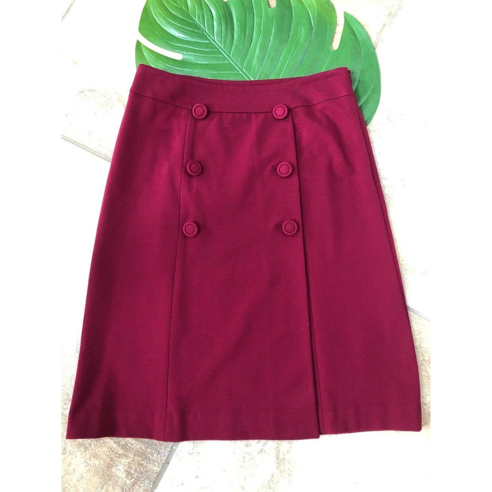 Talbots Ponte Faux Button Wrap Knee Length Skirt 4